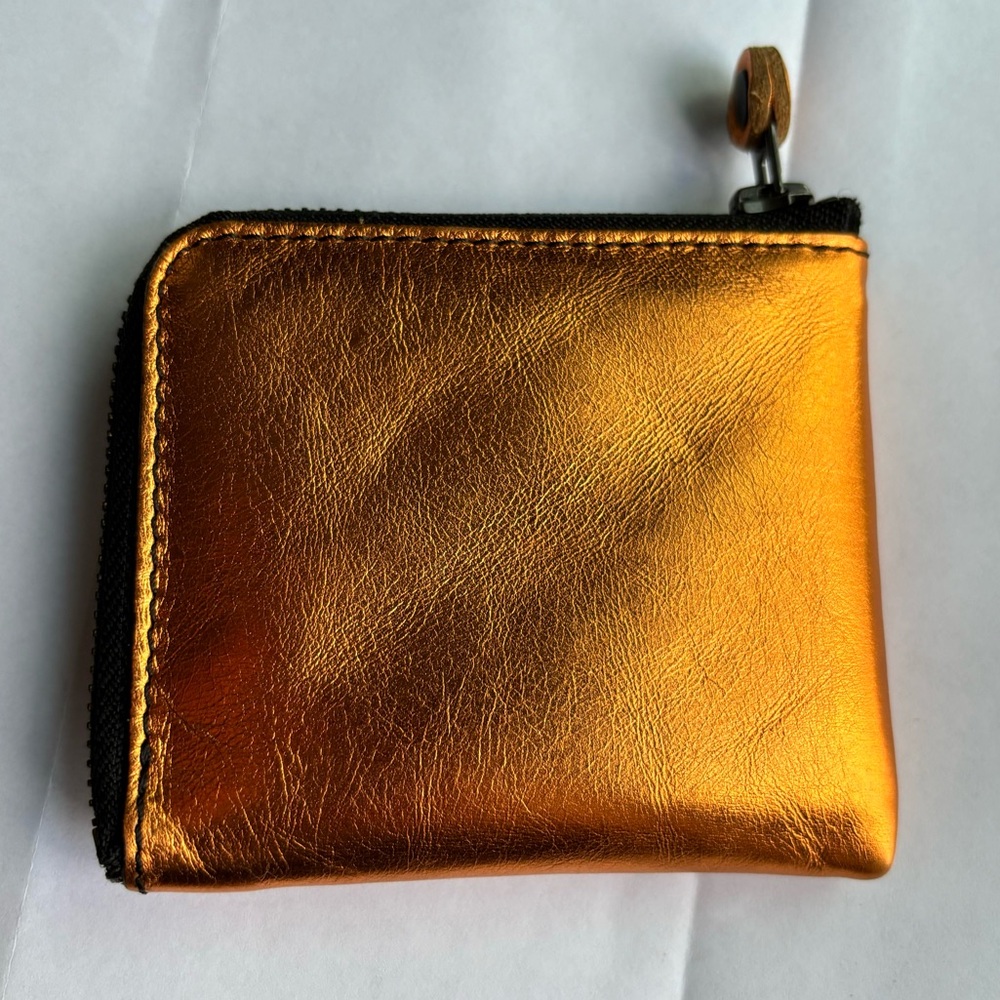 Stephane Verdino leather mini zip wallet metallic copper penny orange - Picture 3 of 6